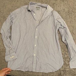 Michael’s Kors Men’s Large Slim Fit Blue and White Striped Button Down